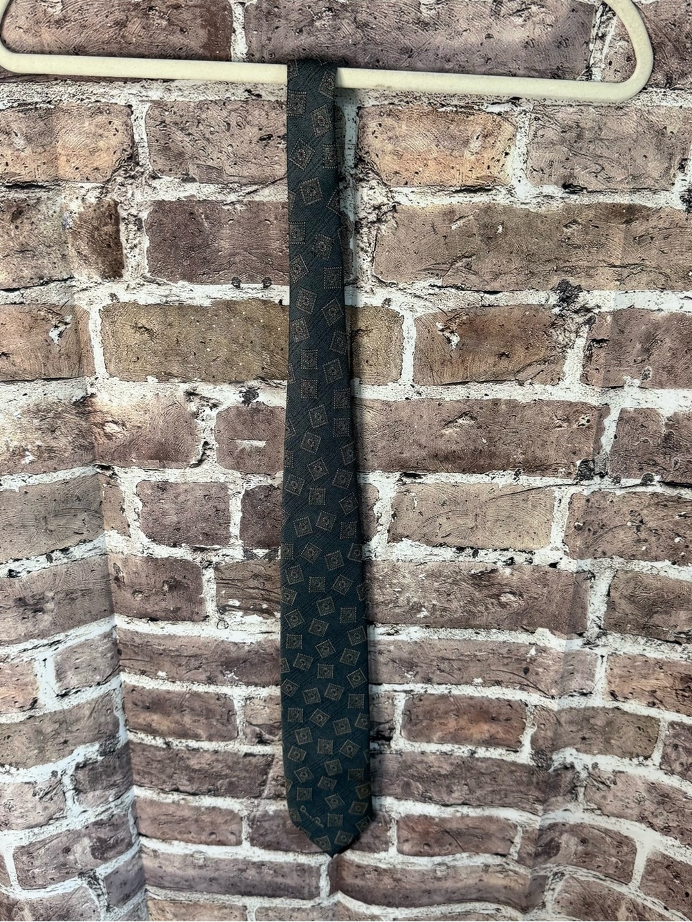 Oscar de la Renta Dark Green Geometric Silk Tie